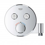 Внешняя часть термостата для ванны и душа GROHE Grohtherm SmartControl на 2 потребителя, круглая, с держателем ручного душа, хром 