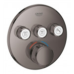 Внешняя часть термостата для ванны и душа GROHE Grohtherm SmartControl на 3 потребителя, круглая, темный графит глянец 