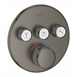 Внешняя часть термостата для ванны и душа GROHE Grohtherm SmartControl на 3 потребителя, круглая, темный графит матовый 