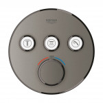 Внешняя часть термостата для ванны и душа GROHE Grohtherm SmartControl на 3 потребителя, круглая, темный графит матовый 