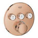 Внешняя часть термостата для ванны и душа GROHE Grohtherm SmartControl на 3 потребителя, круглая, теплый закат глянец 