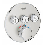 Внешняя часть термостата для ванны и душа GROHE Grohtherm SmartControl на 3 потребителя, круглая, суперсталь 