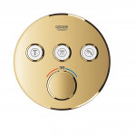 Внешняя часть термостата для ванны и душа GROHE Grohtherm SmartControl на 3 потребителя, круглая, холодный рассвет глянец 