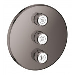 Внешняя часть переключателя потоков GROHE Grohtherm SmartControl на 3 положения, круглая, темный графит глянец 