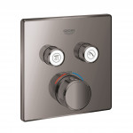 Внешняя часть термостата для ванны и душа GROHE Grohtherm SmartControl на 2 потребителя, квадратная, темный графит глянец 