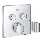 Внешняя часть термостата для ванны и душа GROHE Grohtherm SmartControl на 2 потребителя, квадратная, с держателем ручного душа, хром 