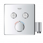 Внешняя часть термостата для ванны и душа GROHE Grohtherm SmartControl на 2 потребителя, квадратная, с держателем ручного душа, хром 