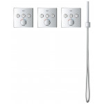Внешняя часть термостата для ванны и душа GROHE Grohtherm SmartControl на 3 потребителя, квадратная, хром 