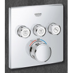 Внешняя часть термостата для ванны и душа GROHE Grohtherm SmartControl на 3 потребителя, квадратная, хром 