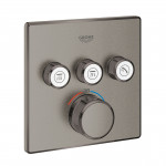 Внешняя часть термостата для ванны и душа GROHE Grohtherm SmartControl на 3 потребителя, квадратная, темный графит матовый 