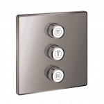 Внешняя часть переключателя потоков GROHE Grohtherm SmartControl на 3 положения, квадратная, темный графит глянец 