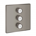 Внешняя часть переключателя потоков GROHE Grohtherm SmartControl на 3 положения, квадратная, темный графит матовый 
