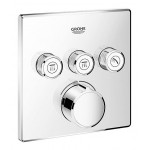 Внешняя часть смесителя для ванны и душа GROHE SmartControl квадратная, на 3 потребителя, хром 