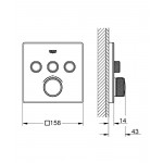 Внешняя часть термостата для ванны и душа GROHE Grohtherm SmartControl на 3 потребителя, квадратная, белая луна 