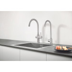 Комплект для кухни GROHE Red Duo с C-образным смесителем, бойлером L-Size и фильтром, суперсталь