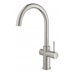 Комплект для кухни GROHE Red Duo с C-образным смесителем, бойлером M-Size и фильтром, суперсталь 
