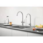 Комплект для кухни GROHE Red Mono с C-образным вентилем, бойлером M-Size и фильтром, хром 