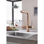 Смеситель для кухонной мойки GROHE Essence с вытяжным душем, теплый закат глянец 