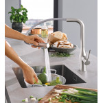 Смеситель для кухонной мойки GROHE Essence с вытяжным душем, суперсталь 