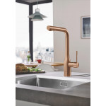 Смеситель для кухонной мойки GROHE Essence с вытяжным душем, теплый закат матовый 
