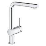 Смеситель для кухонной мойки GROHE Minta с вытяжным душем, L-образный излив, хром 