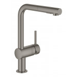 Смеситель для кухонной мойки GROHE Minta с вытяжным душем, L-образный излив, темный графит матовый 
