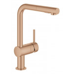 Смеситель для кухонной мойки GROHE Minta с вытяжным душем, L-образный излив, теплый закат матовый 