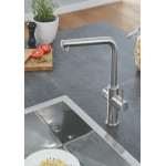 Комплект для кухни GROHE Red Duo с L-образным смесителем, бойлером L-Size и фильтром, суперсталь 