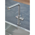 Комплект для кухни GROHE Red Duo с L-образным смесителем, бойлером L-Size и фильтром, суперсталь 