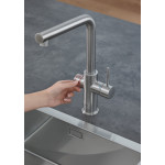 Комплект для кухни GROHE Red Duo с L-образным смесителем, бойлером L-Size и фильтром, суперсталь 