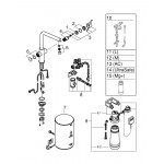 Комплект для кухни GROHE Red Duo с L-образным смесителем, бойлером M-Size и фильтром, хром 