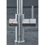 Комплект для кухни GROHE Red Duo с L-образным смесителем, бойлером M-Size и фильтром, суперсталь 