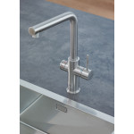Комплект для кухни GROHE Red Duo с L-образным смесителем, бойлером M-Size и фильтром, суперсталь 