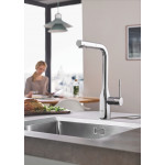 Смеситель для кухонной мойки GROHE Essence с вытяжным изливом 2jet, хром 