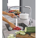 Смеситель для кухонной мойки GROHE Essence с вытяжным изливом 2jet, хром 