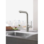 Смеситель для кухонной мойки GROHE Essence с вытяжным изливом 2jet, суперсталь 