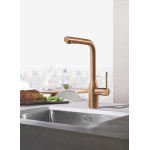 Смеситель для кухонной мойки GROHE Essence с вытяжным изливом 2jet, теплый закат матовый 