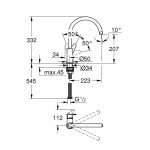 Смеситель для кухонной мойки GROHE BauCurve, хром 