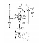 Смеситель для кухонной мойки GROHE BauClassic с высоким C-образным изливом, хром 