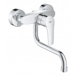 Смеситель для кухонной мойки GROHE Eurosmart настенный, вынос 217 мм, хром 