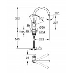 Смеситель для кухонной мойки GROHE BauClassic с высоким C-образным изливом, хром 