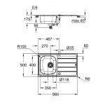 Мойка GROHE K200 45-S 86/50 1.0 с корзинчатым вентилем, нержавеющая сталь 