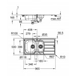 Мойка K200 60-S 96.5/50 1.5 оборачиваемая с корзинчатым вентилем, нержавеющая сталь 