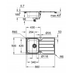 Мойка GROHE K500 45 -S 1.0 из нержавеющей стали, оборачиваемая, и смеситель для мойки GROHE Minta 