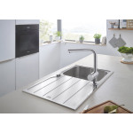 Мойка GROHE K500 45 -S 1.0 из нержавеющей стали, оборачиваемая, и смеситель для мойки GROHE Minta 