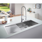 Мойка GROHE K1000 80-S 116/52 1.0 с корзинчатым вентилем, нержавеющая сталь 
