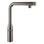Смеситель для кухонной мойки GROHE Essence SmartControl с вытяжным изливом, темный графит глянец 