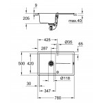 Мойка GROHE K400, 780 x 500 мм, черный гранит 