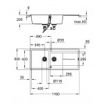 Мойка GROHE K400 с 1,5 чашей, черный гранит (31643AP0)