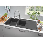 Мойка GROHE K400 с 1,5 чашей, черный гранит (31643AP0)